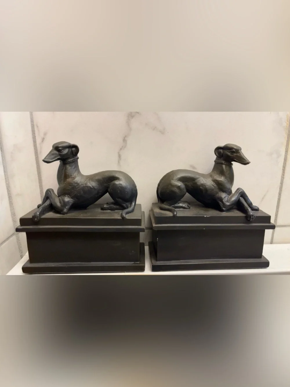 Pair of Black Greyhound Sculptural Bookends